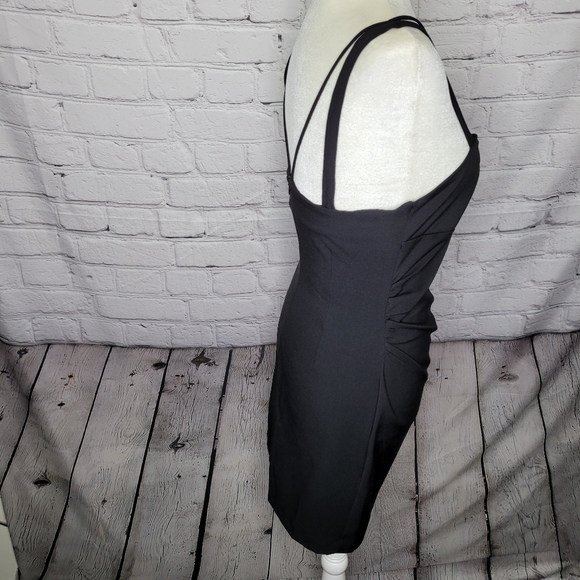 NWT ZARA Black Strap Women's Midi Dress Zip Back Sz L - Picture 2 of 7